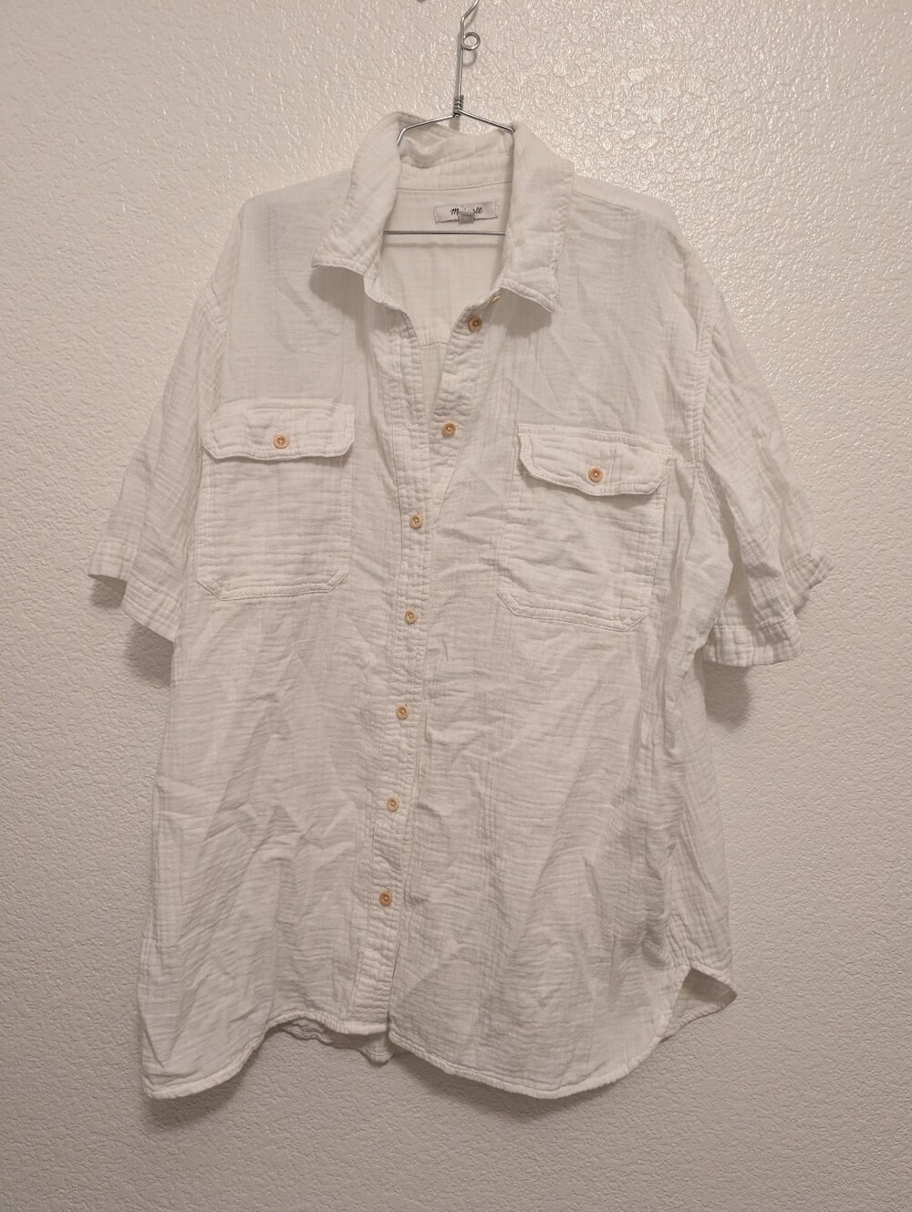 Madewell XL Button Down Top White Cotton